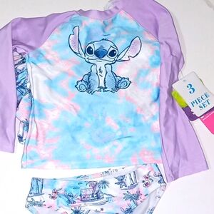 Little girls bathing suit stitch size 3t 3 pieces